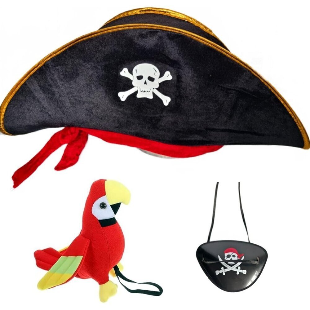Pirate Costume Accessories Hat Parrot Eye Patches for Halloween Cosplay